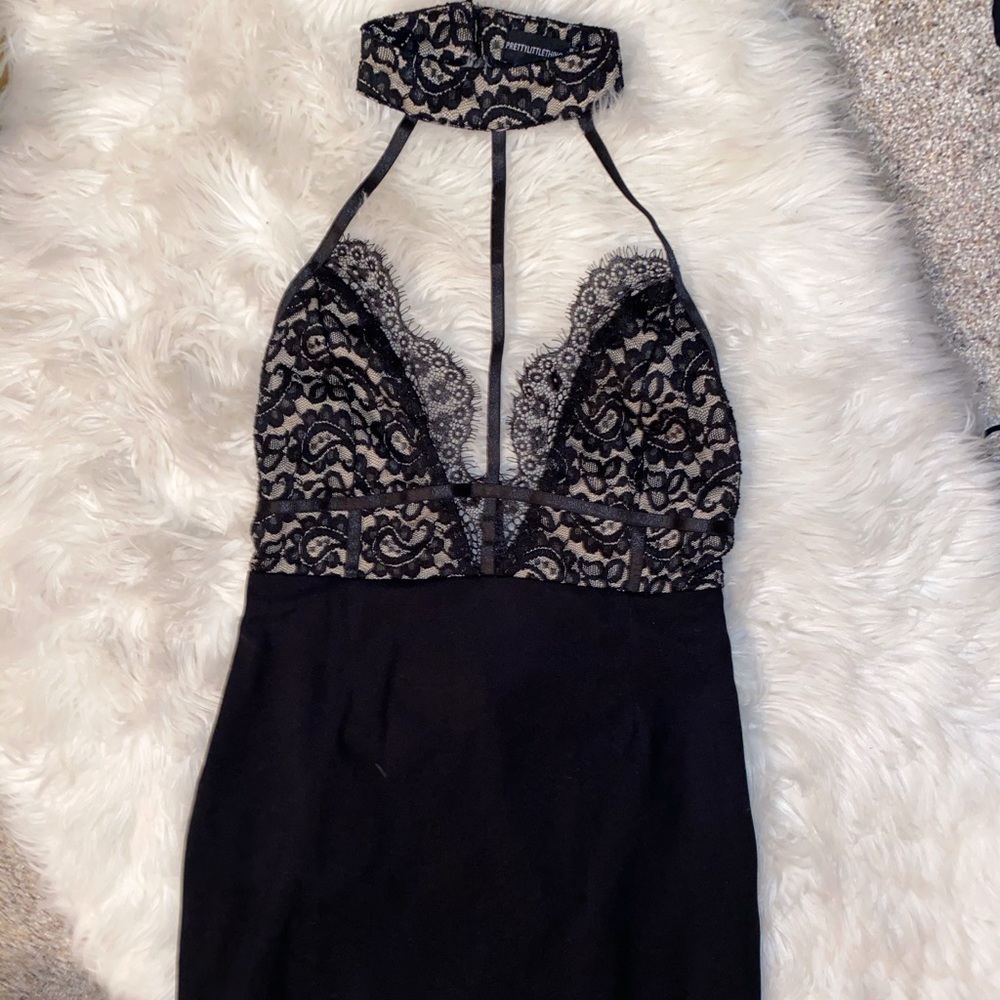 Halter lace mini dress